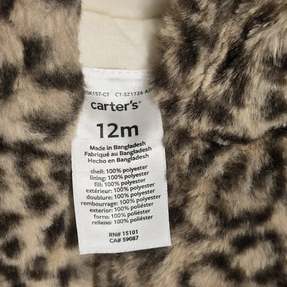 Carters zip up leopard print bunting